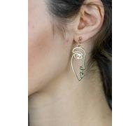 The Colourful Aura Long Face Drop Abstract Hollow Profile Earrings In Gold Gold One Size