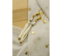 The Colourful Aura Long Pipe Slim Shell White Drop Hook Earring White One Size