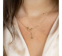 The Colourful Aura Long Slim Moon Star Drop Y Shape Moon Interlock Lariat Necklace In Gold Gold One Size