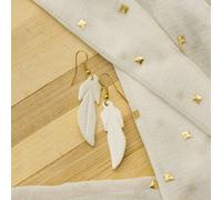 The Colourful Aura Long Tree Leaf Shell White Drop Hook Earring White