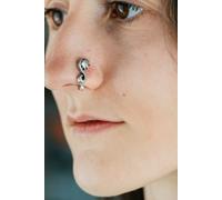 The Colourful Aura Lotus Floral Oxidized Silver Clip on Non Pierced Tribal Boho Nose Pin The Colourful Aura Silver One Size