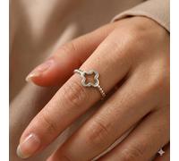 The Colourful Aura Women's Lucky Clover Adjustable Statement Gold/Silver Ring in Silver The Colourful Aura Silver One Size