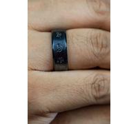 The Colourful Aura Men's 8mm Black Buddhist Tibetan Non-Spinner Prayer Male Prayer Ring | Size: 7 The Colourful Aura Black 7