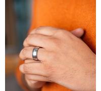 The Colourful Aura Men's 8mm Matt Black Blue Silver Plain Tungsten Engagement Band Ring