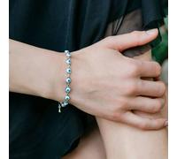 The Colourful Aura Minimalist Adjustable Evil Eye Charm Beaded Protection Dainty Bracelet In Silver Silver 6 inches