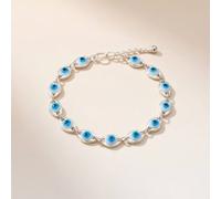 The Colourful Aura Minimalist Adjustable Evil Eye Charm Beaded Protection Dainty Bracelet in Silver | Size: 6 inches The Colourful Aura Silver 6 inches