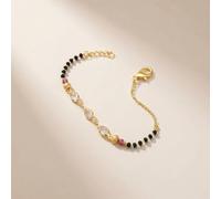 The Colourful Aura Minimalistic Black Beaded Stone Slim Mangalsutra bracelet | Size: 8"