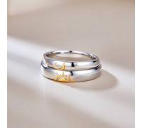 The Colourful Aura Moon & Sun Adjustable Silver Couple Promise his & hers Rings