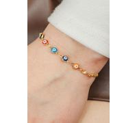 The Colourful Aura Multi-color Tiny Evil Eye Beaded Charm Adjustable Protection Bracelet in Gold The Colourful Aura Gold One Size