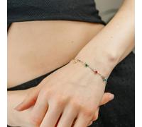 The Colourful Aura Multi Colour Dangle Dainty Beaded Mama Boho Charm Rainbow PRIDE Bracelet in Silver | Size: 6