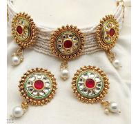 The Colourful Aura Multi-Strand Ethnic Pearl Green Stone Victorian Bridal Diana Set In Gold Gold One Size