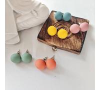 The Colourful Aura Women's Multicolour Matte Round Ball Studs Earrings in Yellow The Colourful Aura Yellow One Size