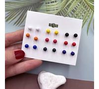 The Colourful Aura Multicolour Round Ball Studs Earrings In Black Black One Size