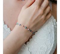 The Colourful Aura Multicolour Turkish Evil Eye Bead Protection Luck Eye Charm Adjustable Bracelet In Silver Silver 6 inches