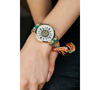 The Colourful Aura Orange Gold Boho Mandala Art Bohemian Jute Knitted Strap Bracelet Wrist Watch Orange One Size