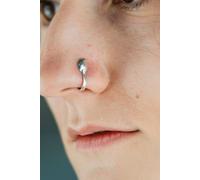 The Colourful Aura Oxidised German Silver Traditional Boho Gypsy Clip On Nose Pin Silver One Size