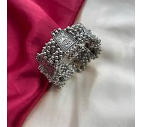 The Colourful Aura Oxidised Ghungaroo Tribal Silver Ethnic Boho Gypsy Indian Bridal Kada Bangle Silver One Size