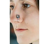 The Colourful Aura Oxidized German Silver Peacock Round Clip On Indian Animal Nose Pin The Colourful Aura Silver One Size