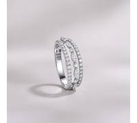 The Colourful Aura Parallel Silver Stone Open Band Ring Silver