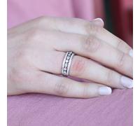 The Colourful Aura Parallel Silver Stone Open Band Ring Silver 9