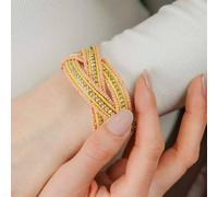 The Colourful Aura Women's Pearl Wide Open Cuff Kada - Adjustable Blue or Orange