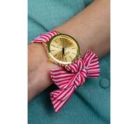 The Colourful Aura Pink Changeable Stripe Cloth Women Bracelet Wristwatch Pink One Size