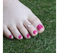 The Colourful Aura Pure Silver Adjustable Plain Heart Slim Silver Bohemian Bichiya Toe Ring Silver One Size