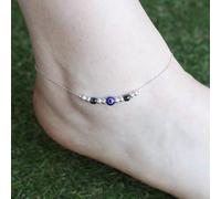 Pure Silver Beaded Evil Eye Nazar Payal Anklet The Colourful Aura Silver One Size
