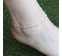 The Colourful Aura Pure Silver Braided Slim Indie Boho Silver Indian Payal Anklet Silver 10 inches