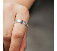 The Colourful Aura Pure Silver Enamel Colourful Red Blue Slim Band Adjustable Ring Silver