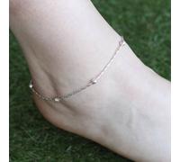 The Colourful Aura Pure Silver Five Ball Plain Thin Rope Chain Asian Indian Payal Anklet Silver 10 inches