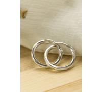 The Colourful Aura Women's Pure Silver Small Slim Wide Bali Hoop Earring The Colourful Aura Silver One Size