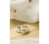 The Colourful Aura Pure Silver Small Wide Bali Hoop Earring Silver One Size