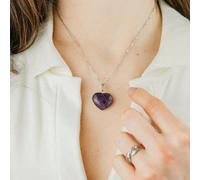 The Colourful Aura Purple Amethyst Amazonite Green Rose Quartz Heart Shape Pendant Necklace Purple One Size