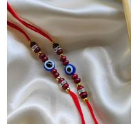 The Colourful Aura Red Sandalwood Evil Eye Zircon Rakhi For Raksha Bandha For Brother Sister Red 10 inches
