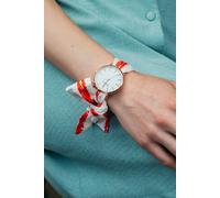 The Colourful Aura Red Star Splash Print Changeable Fabric Strap Boho Wristwatch Red One Size