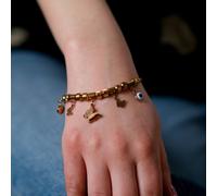 The Colourful Aura Rose Gold Evil Eye Butterfly Dangle Charms Animal Dangly Bracelet Gold One Size