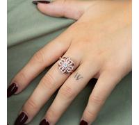 The Colourful Aura Rotating Spinner Clover Floral Fidget Rotating Shamrock Ring In Gold Gold One Size