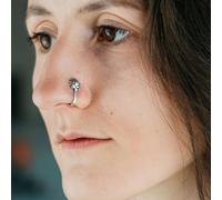 The Colourful Aura Round Oxidised German Silver Clip-On Boho Gypsy Nose Pin Silver