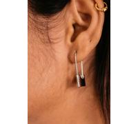 The Colourful Aura Safety Pin Drop Dangle Hoop Earrings In Silver Silver One Size