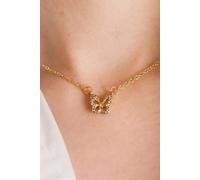 The Colourful Aura Silver And Gold Sparkly Dainty Butterfly Minimalistic Pendant Necklace Gold One Size