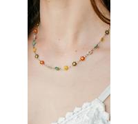 The Colourful Aura Silver Colourful Daisy Sun Flower Charms Indie Summer Boho Choker Necklace Silver 14 inches