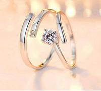 The Colourful Aura Silver Couple Parallel His & Hers Zircon Promise Ring Set Silver