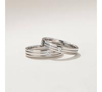 Silver Couple Promise Parallel lines Single Zircon Matching Rings The Colourful Aura Silver One Size