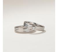 The Colourful Aura Silver Couple Promise Parallel lines Single Zircon Matching Rings The Colourful Aura Silver One Size