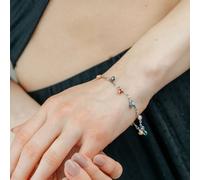 The Colourful Aura Silver Plated Dainty Evil Eye Protection Charm Beaded Dangly Adjustable Bracelet Silver 8