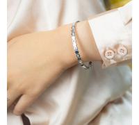 The Colourful Aura Slim Honeycomb Hexagonal Zircon Elegant Cutting Grain Bangle Bracelet In Silver Silver One Size