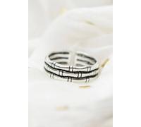 The Colourful Aura Slim Wave Couple Sun Moon Matching Promise Ring Set In Silver Silver One Size
