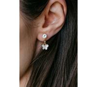 The Colourful Aura Small Dangle Zircon Butterfly Charm Ear Stud Earrings In White White