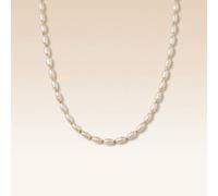 The Colourful Aura Small White Oval Freshwater Pearl Unisex 16 Inches Everyday Choker Necklace The Colourful Aura White One Size